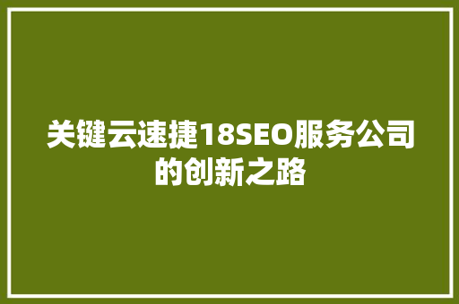 关键云速捷18SEO服务公司的创新之路