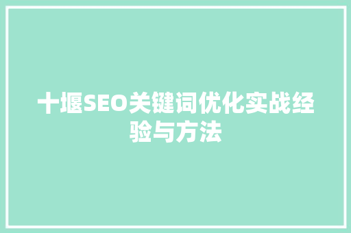 十堰SEO关键词优化实战经验与方法