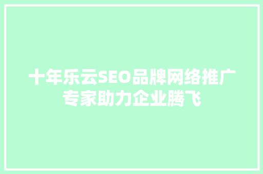 十年乐云SEO品牌网络推广专家助力企业腾飞