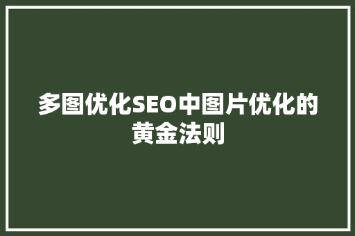 多图优化SEO中图片优化的黄金法则