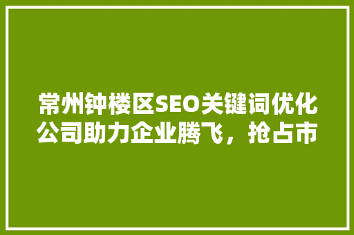 常州钟楼区SEO关键词优化公司助力企业腾飞，抢占市场先机