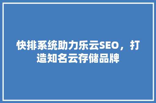 快排系统助力乐云SEO，打造知名云存储品牌