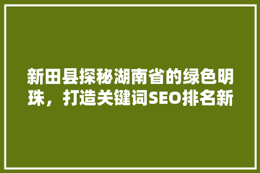新田县探秘湖南省的绿色明珠，打造关键词SEO排名新标杆