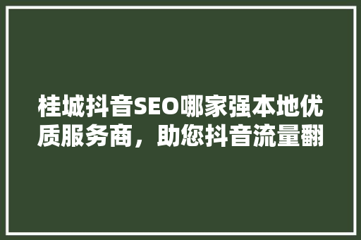 桂城抖音SEO哪家强本地优质服务商，助您抖音流量翻倍  第1张