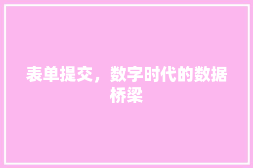 表单提交，数字时代的数据桥梁