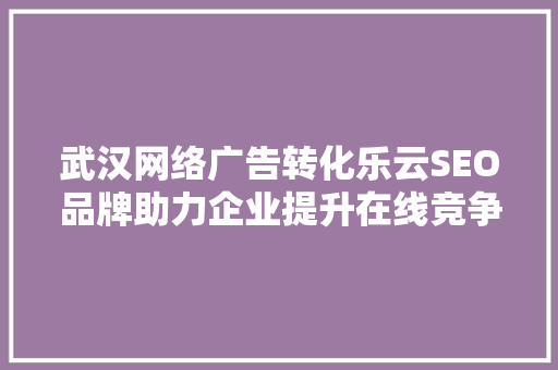 武汉网络广告转化乐云SEO品牌助力企业提升在线竞争力