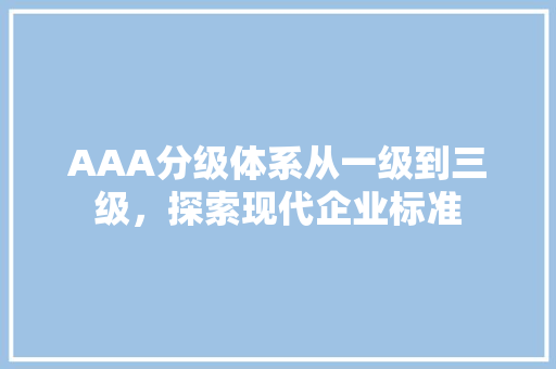 AAA分级体系从一级到三级，探索现代企业标准