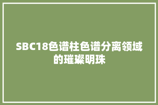 SBC18色谱柱色谱分离领域的璀璨明珠