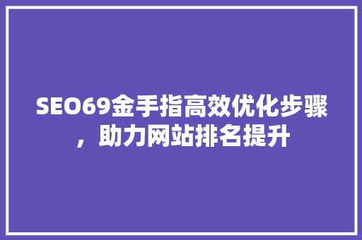 SEO69金手指高效优化步骤，助力网站排名提升