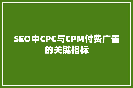 SEO中CPC与CPM付费广告的关键指标