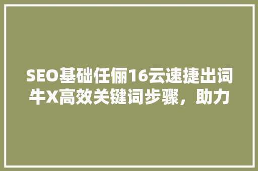 SEO基础任俪16云速捷出词牛X高效关键词步骤，助力网站优化