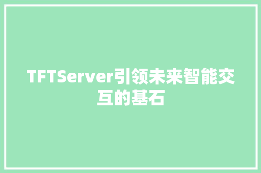 TFTServer引领未来智能交互的基石