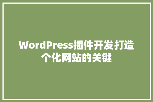 WordPress插件开发打造个化网站的关键  第1张