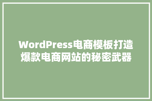 WordPress电商模板打造爆款电商网站的秘密武器