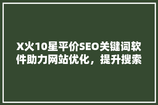 X火10星平价SEO关键词软件助力网站优化，提升搜索引擎排名
