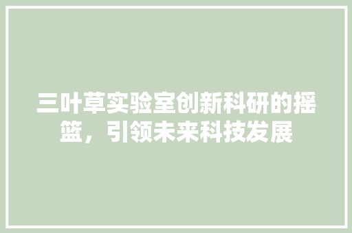 三叶草实验室创新科研的摇篮，引领未来科技发展