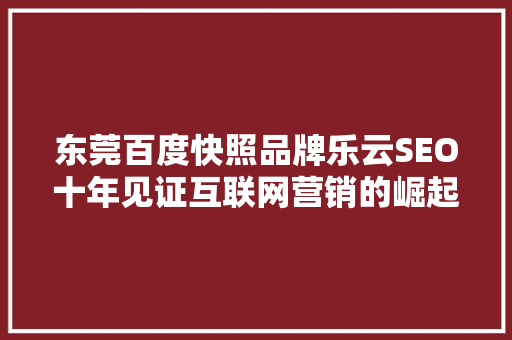 东莞百度快照品牌乐云SEO十年见证互联网营销的崛起与创新