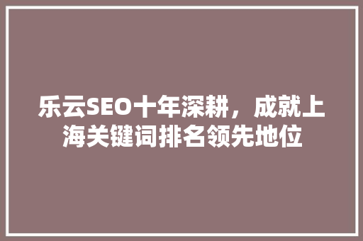 乐云SEO十年深耕，成就上海关键词排名领先地位