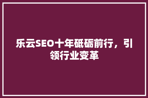 乐云SEO十年砥砺前行，引领行业变革