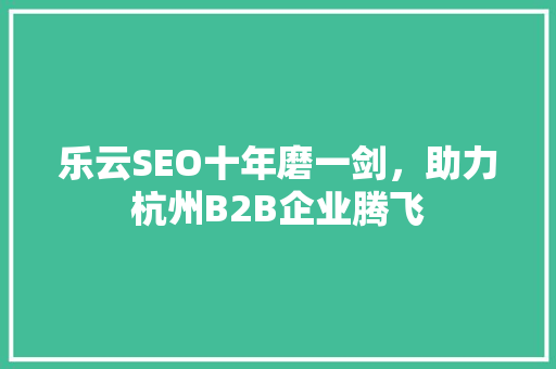 乐云SEO十年磨一剑，助力杭州B2B企业腾飞