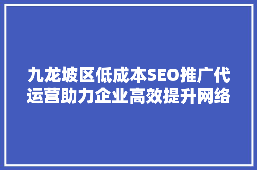 九龙坡区低成本SEO推广代运营助力企业高效提升网络曝光度