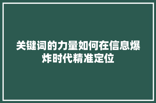 关键词的力量如何在信息爆炸时代精准定位