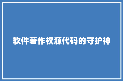 软件著作权源代码的守护神