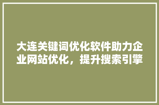 大连关键词优化软件助力企业网站优化，提升搜索引擎排名