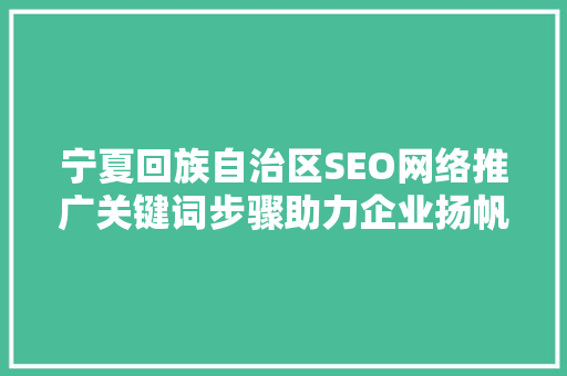 宁夏回族自治区SEO网络推广关键词步骤助力企业扬帆起航