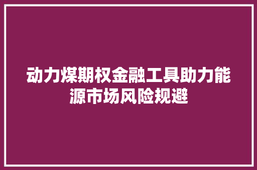 动力煤期权金融工具助力能源市场风险规避