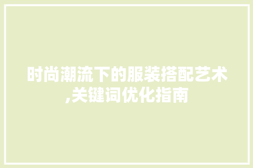 时尚潮流下的服装搭配艺术,关键词优化指南