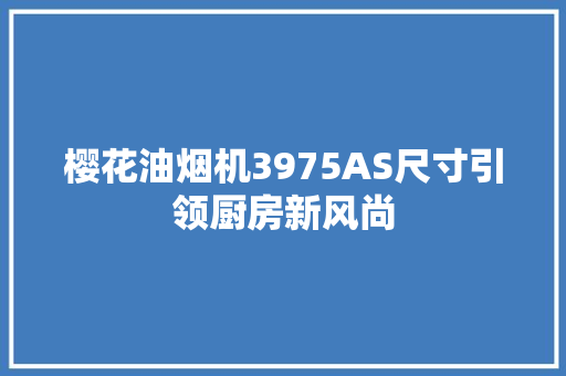 樱花油烟机3975AS尺寸引领厨房新风尚