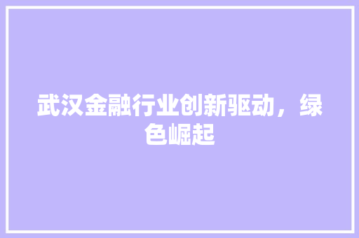 武汉金融行业创新驱动，绿色崛起