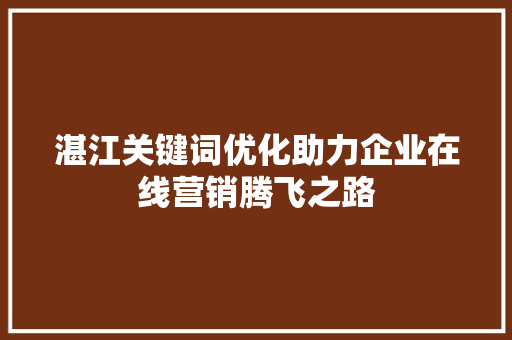 湛江关键词优化助力企业在线营销腾飞之路