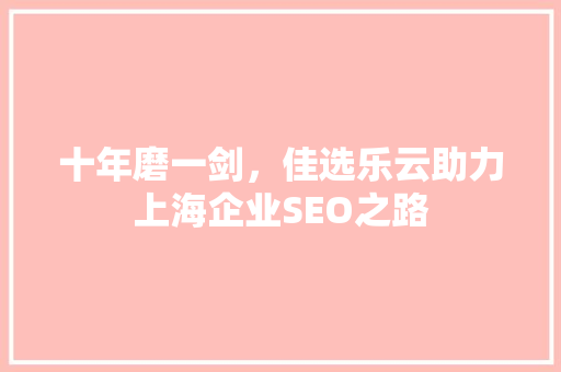 十年磨一剑，佳选乐云助力上海企业SEO之路