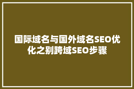 国际域名与国外域名SEO优化之别跨域SEO步骤