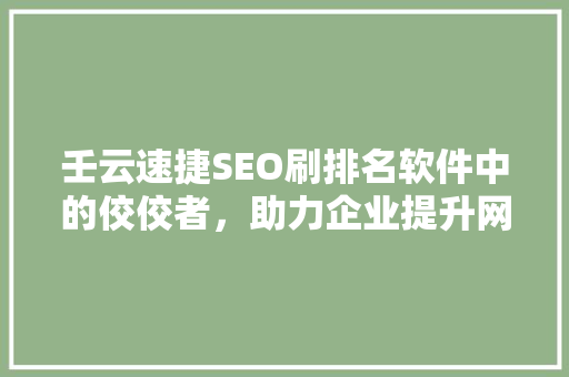 壬云速捷SEO刷排名软件中的佼佼者，助力企业提升网络曝光度