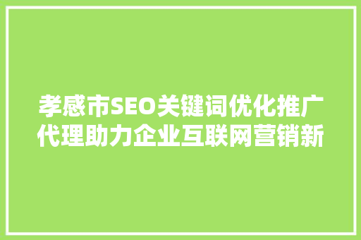 孝感市SEO关键词优化推广代理助力企业互联网营销新篇章