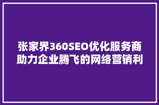 张家界360SEO优化服务商助力企业腾飞的网络营销利器