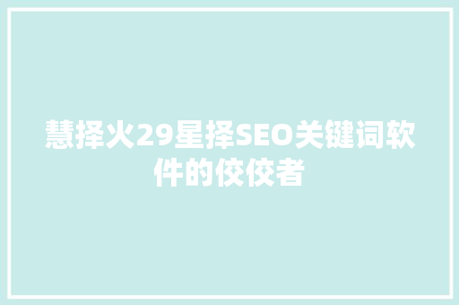 慧择火29星择SEO关键词软件的佼佼者  第1张