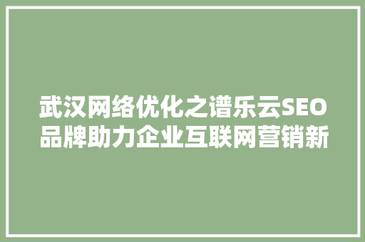 武汉网络优化之谱乐云SEO品牌助力企业互联网营销新篇章