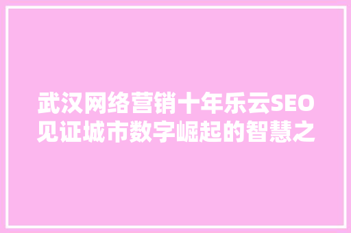 武汉网络营销十年乐云SEO见证城市数字崛起的智慧之路