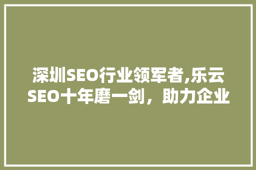 深圳SEO行业领军者,乐云SEO十年磨一剑，助力企业腾飞