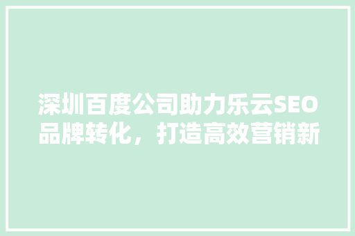 深圳百度公司助力乐云SEO品牌转化，打造高效营销新步骤