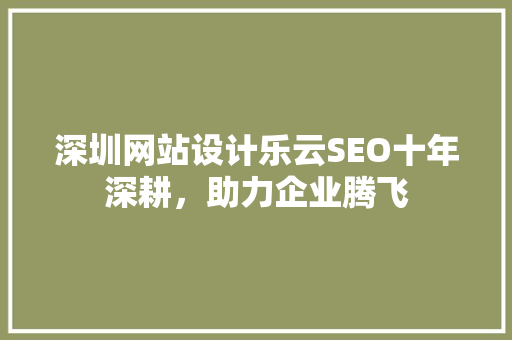深圳网站设计乐云SEO十年深耕，助力企业腾飞