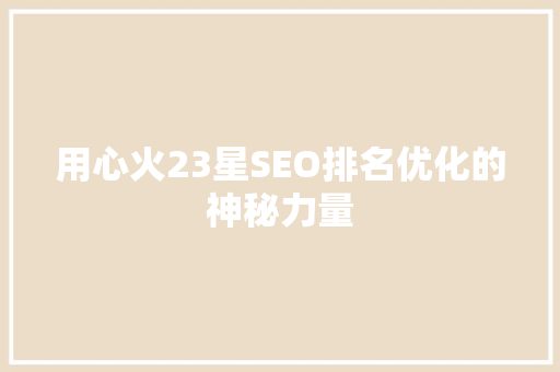 用心火23星SEO排名优化的神秘力量