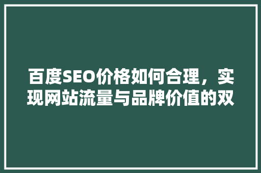 百度SEO价格如何合理，实现网站流量与品牌价值的双赢