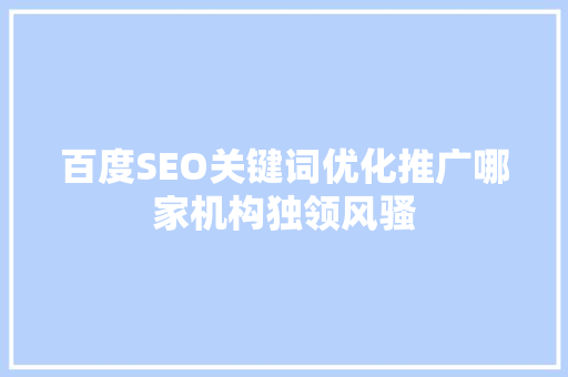 百度SEO关键词优化推广哪家机构独领风骚