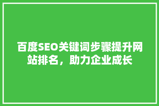 百度SEO关键词步骤提升网站排名，助力企业成长  第1张