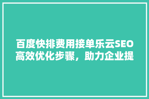 百度快排费用接单乐云SEO高效优化步骤，助力企业提升在线竞争力